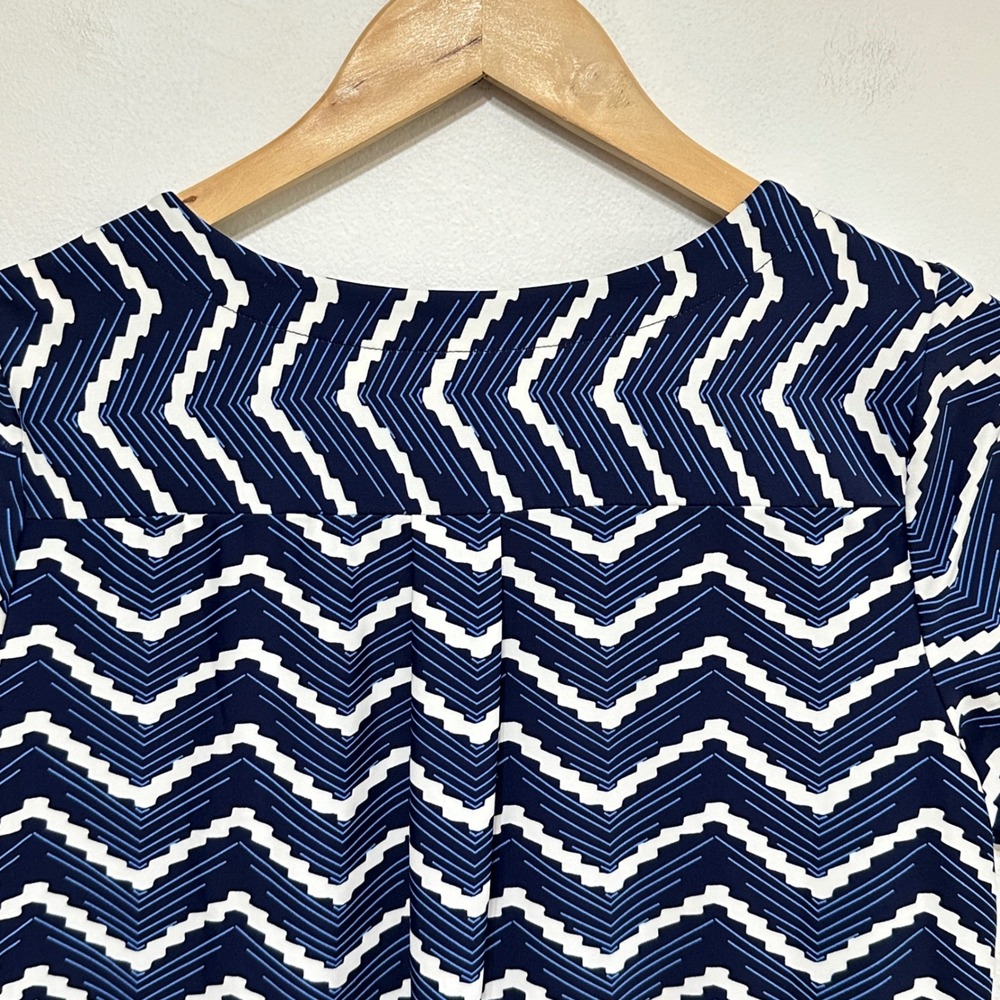 Jude Connally Ella Chevron Dress Womens Small Blue Short Sleeve‎ Resort Preppy - Picture 7 of 8